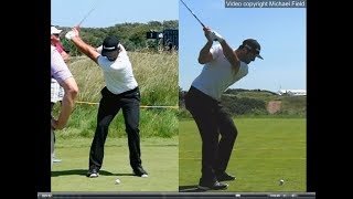 Jon Rahm golf swing  Long Iron faceon amp downtheline July 2017 [upl. by Sairtemed]