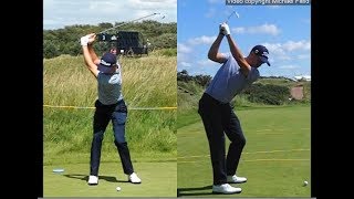 Justin Thomas golf swing  Long Iron faceon amp downtheline July 2017 [upl. by Mroz560]