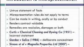 Misrepresentation Lecture 1 of 4 [upl. by Ennad]